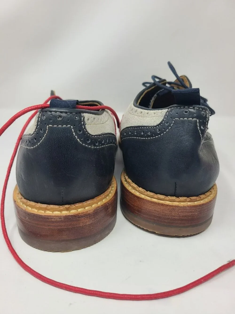 Johnston Murphy Wingtip Oxfords Mens 9M Leather Brogue Dress Shoes Navy...